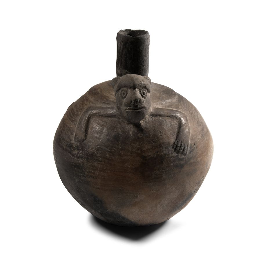 Pre-Columbian Chimu Terracotta Monkey Vessel