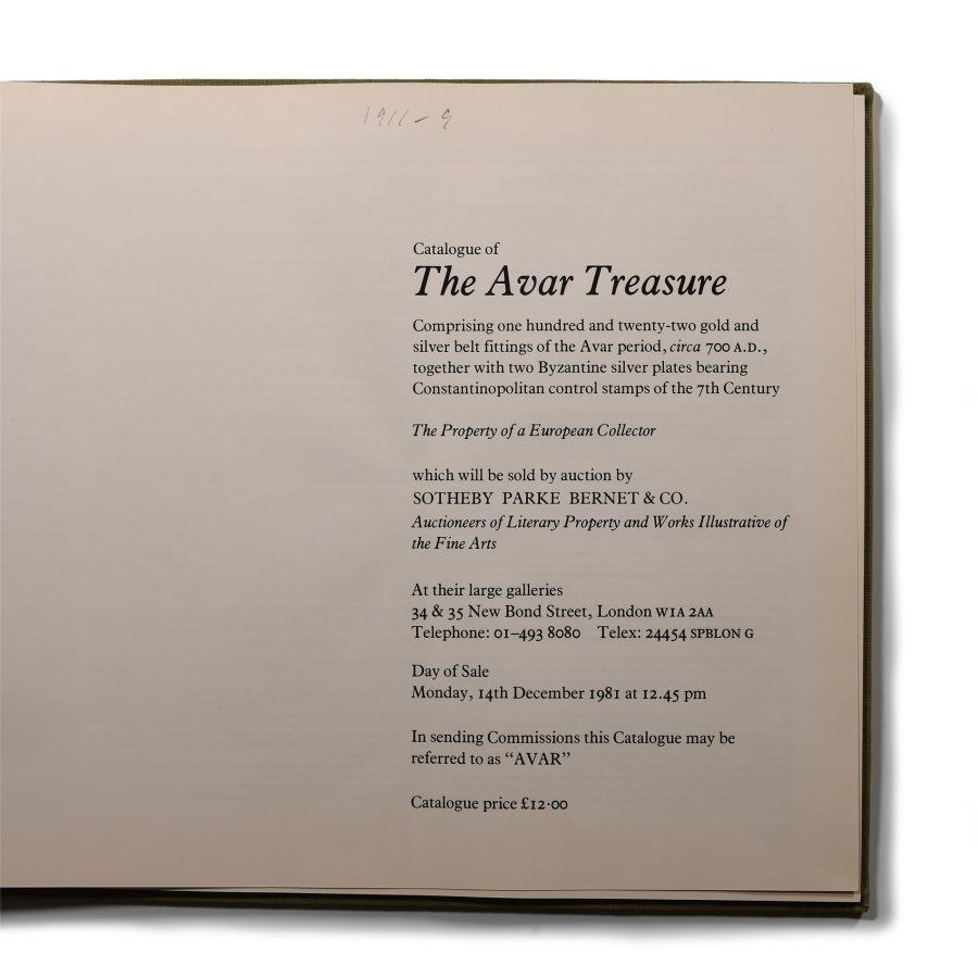 Archaeological Books - Sotheby's - The Avar Treasure