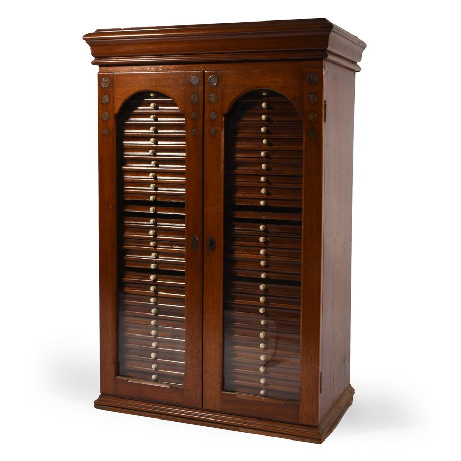 Mahogany Coin Collector's Cabinet