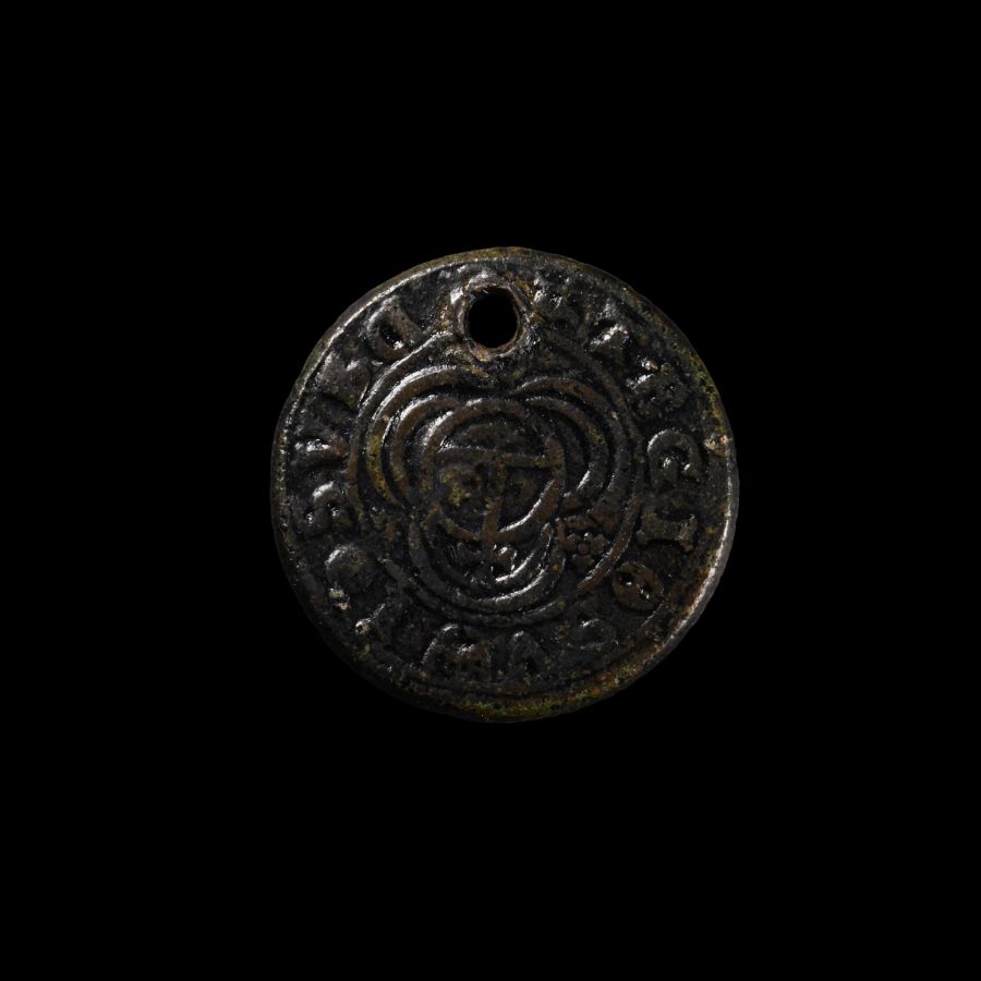 Post Medieval Bronze Jetton Pendant with Lion of Saint Mark