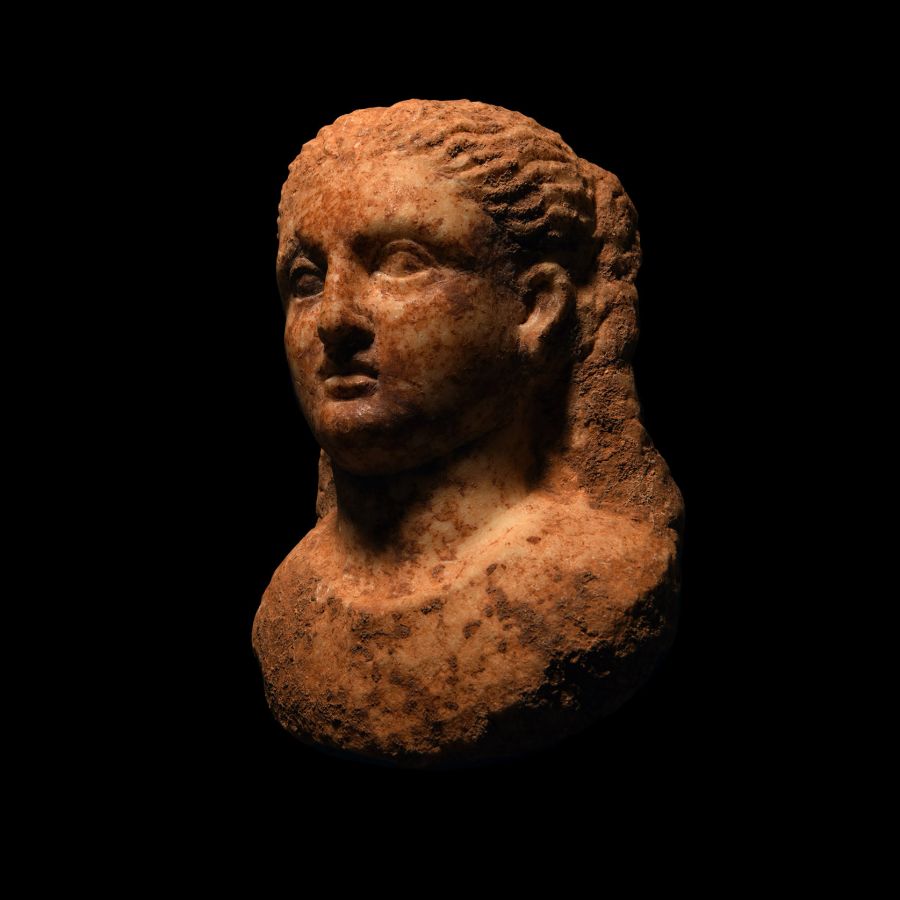 Roman Marble Head of a Young Man