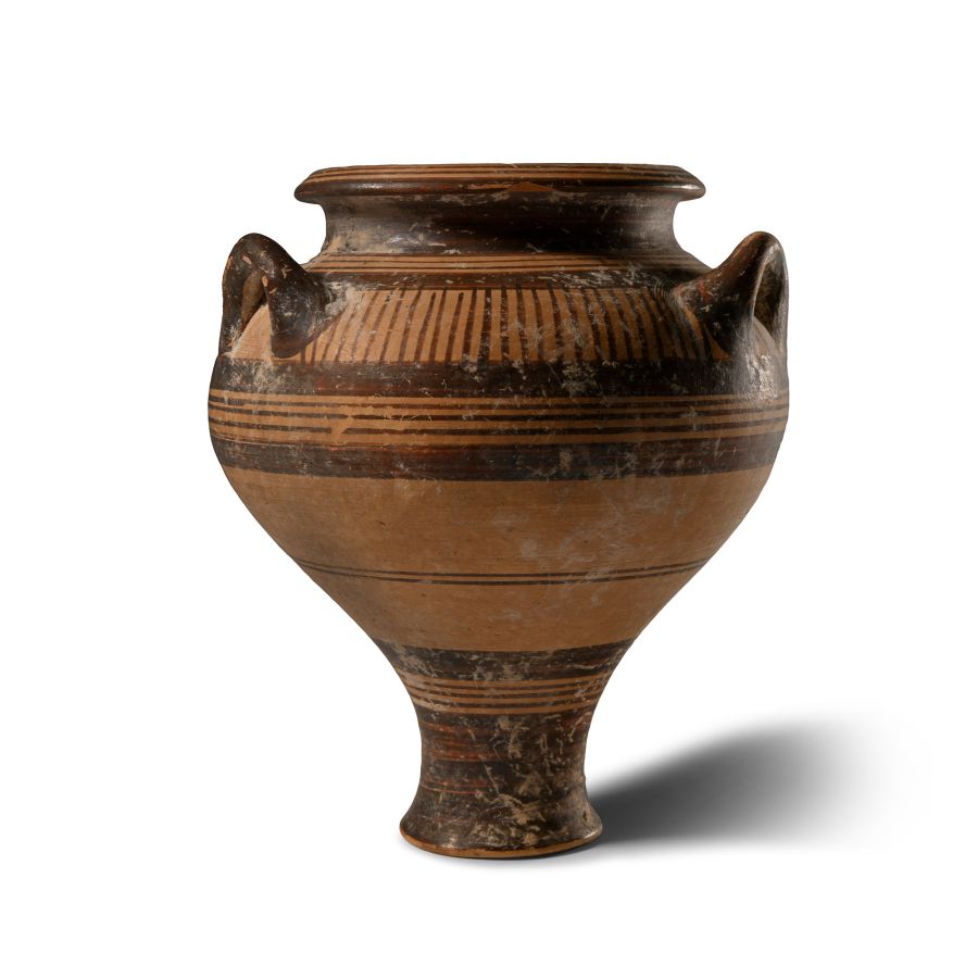 Greek Geometric Terracotta Piriform Jar with Handles