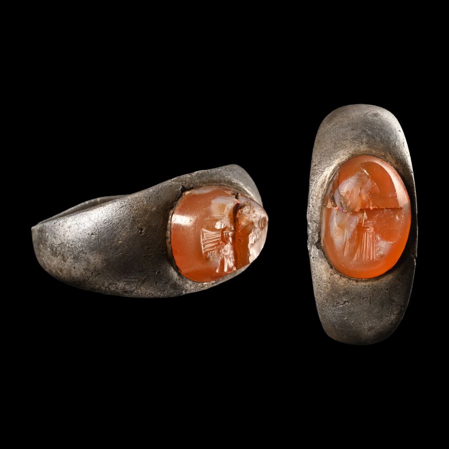 Roman Silver Ring with Bust Gemstone