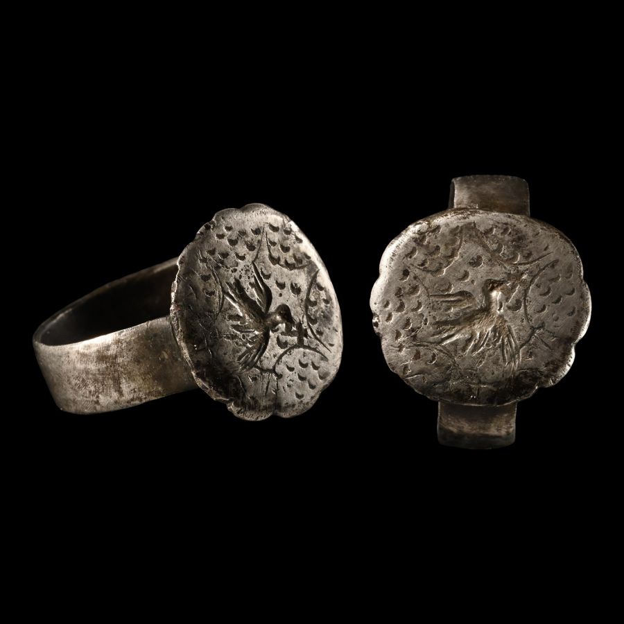 Medieval Silver Ring with Bird