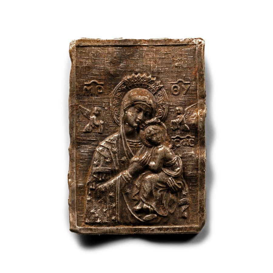 Silver Bookplate with Mary and Child