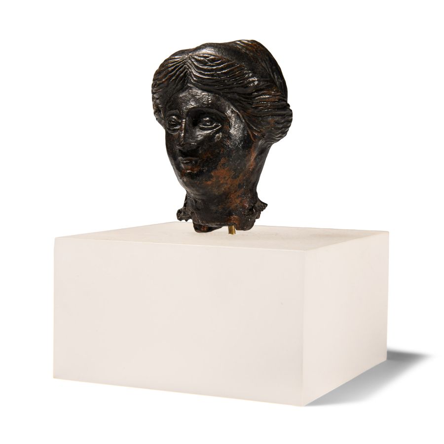 Roman Bronze Head of a Goddess