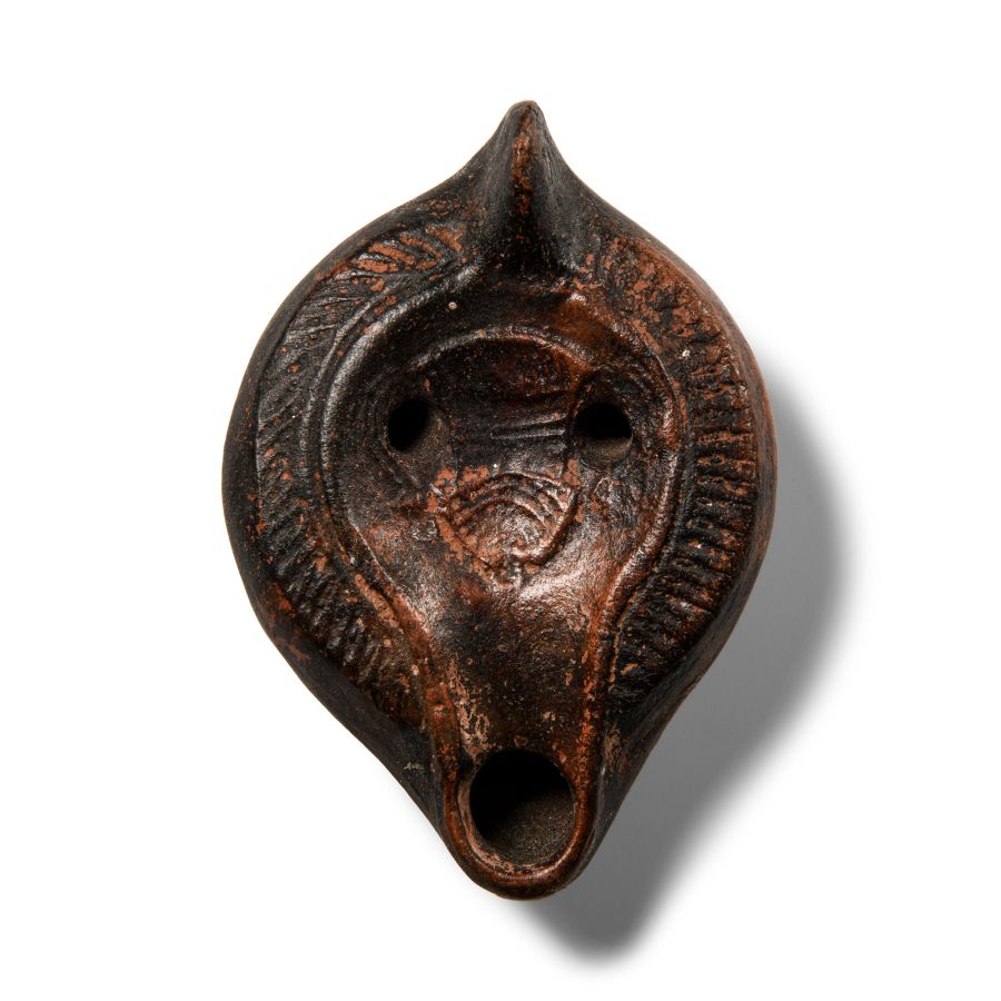 Roman Redware Oil Lamp with Amphora