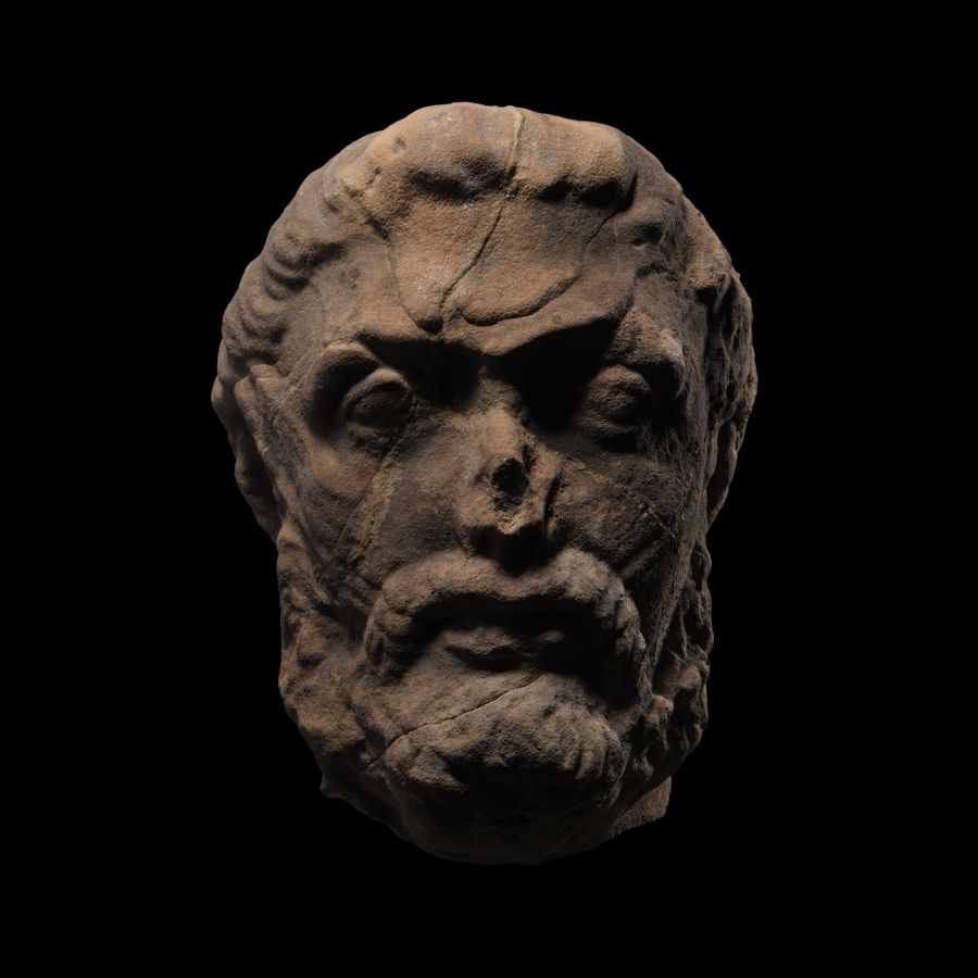 Roman Marble Head of a Bearded Man
