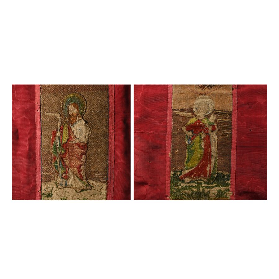 Medieval Embroidered Figural Panel