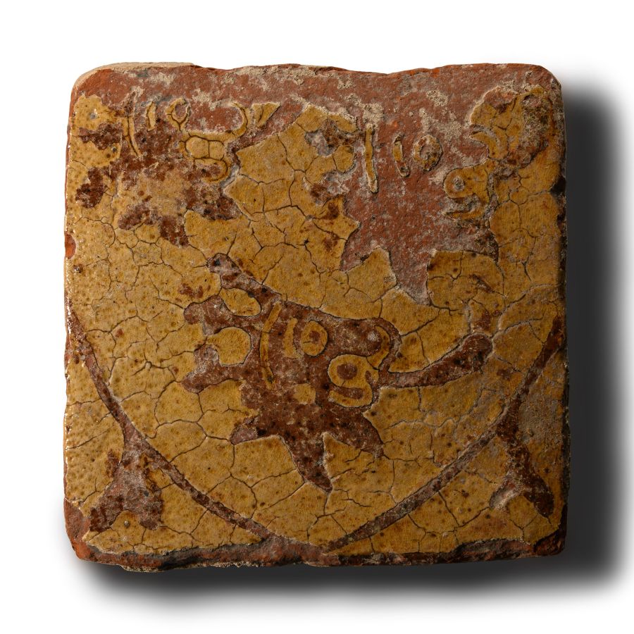 Medieval English 'Three Lions' Floor Tile