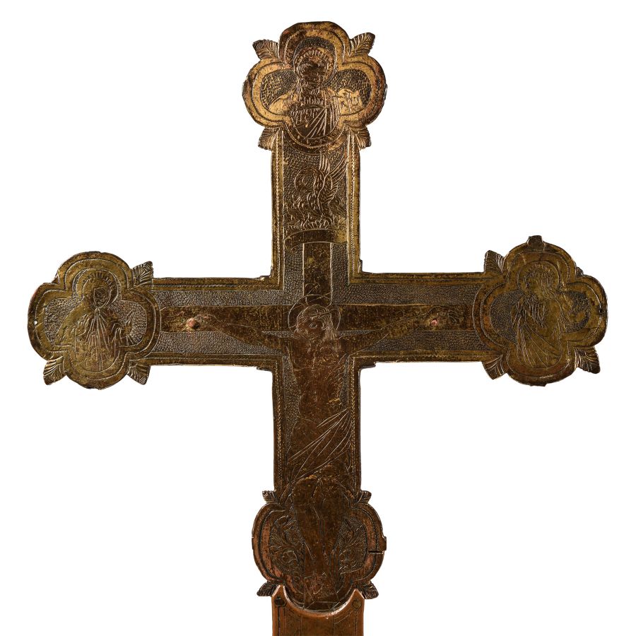 Medieval Gilt Bronze Processional Cross