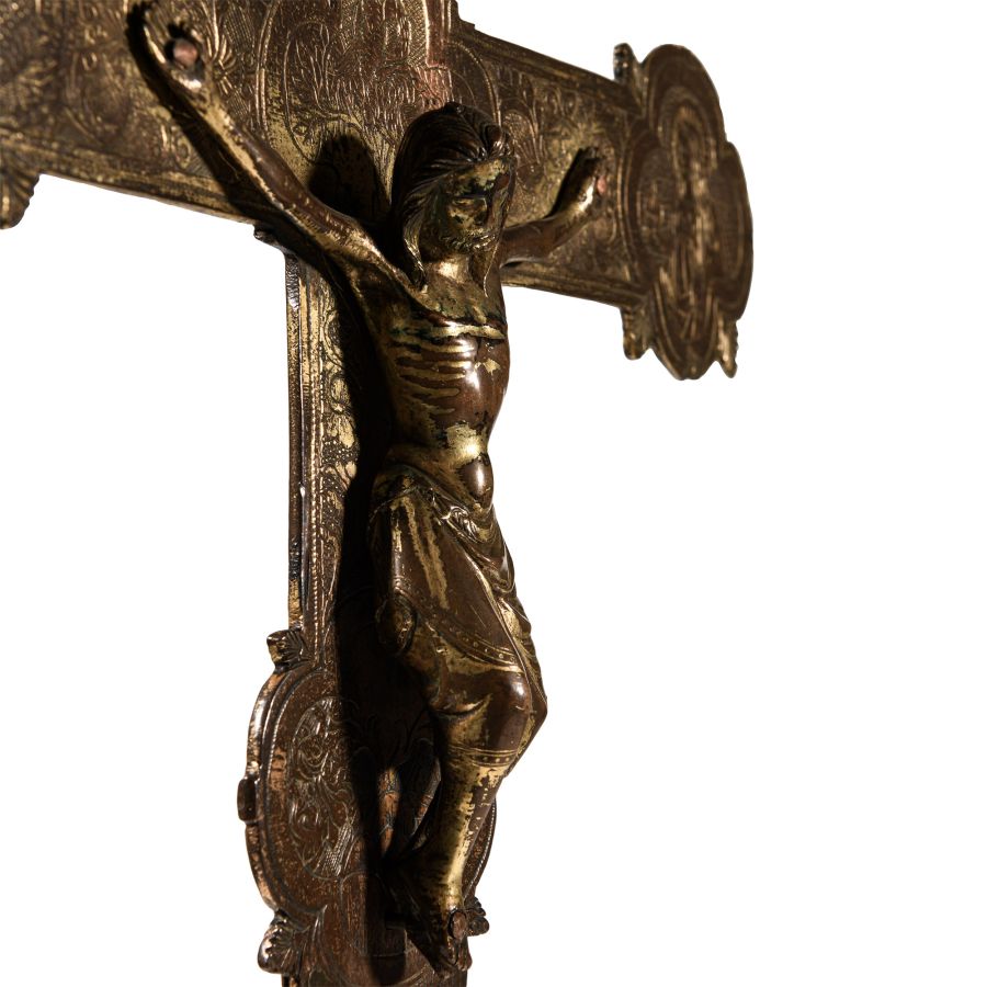 Medieval Gilt Bronze Processional Cross