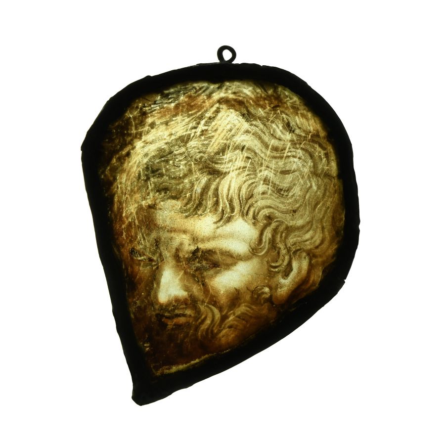 Renaissance Stained Glass Panel of a Bearded Man