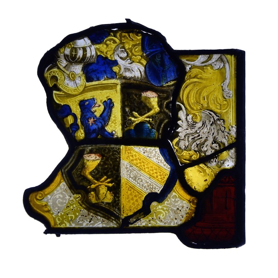 Medieval Stained Glass Armorial Panel