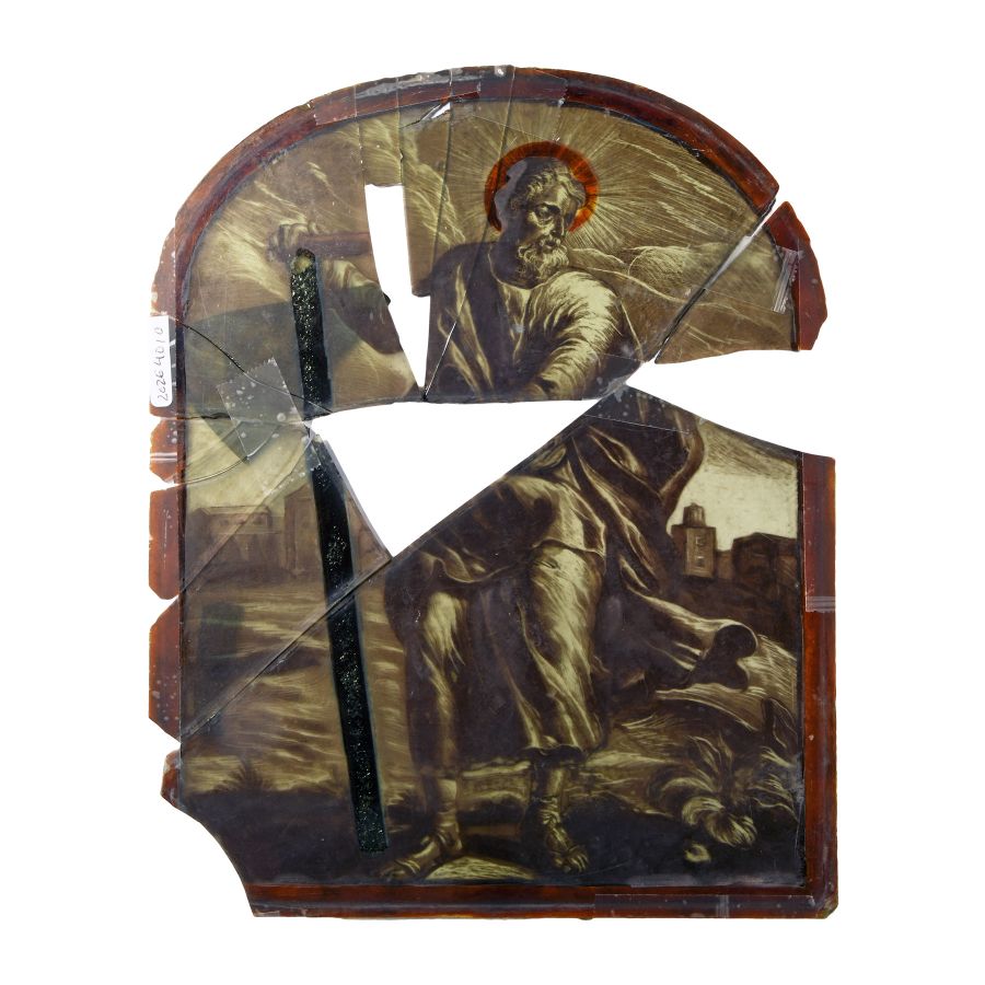 Medieval Stained Glass with Saint Simon the Zealot