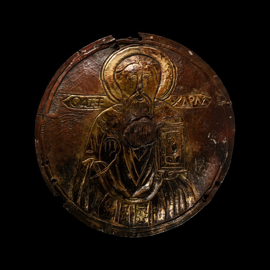 Post Medieval Silver-Gilt Altar Cross Roundel Pair