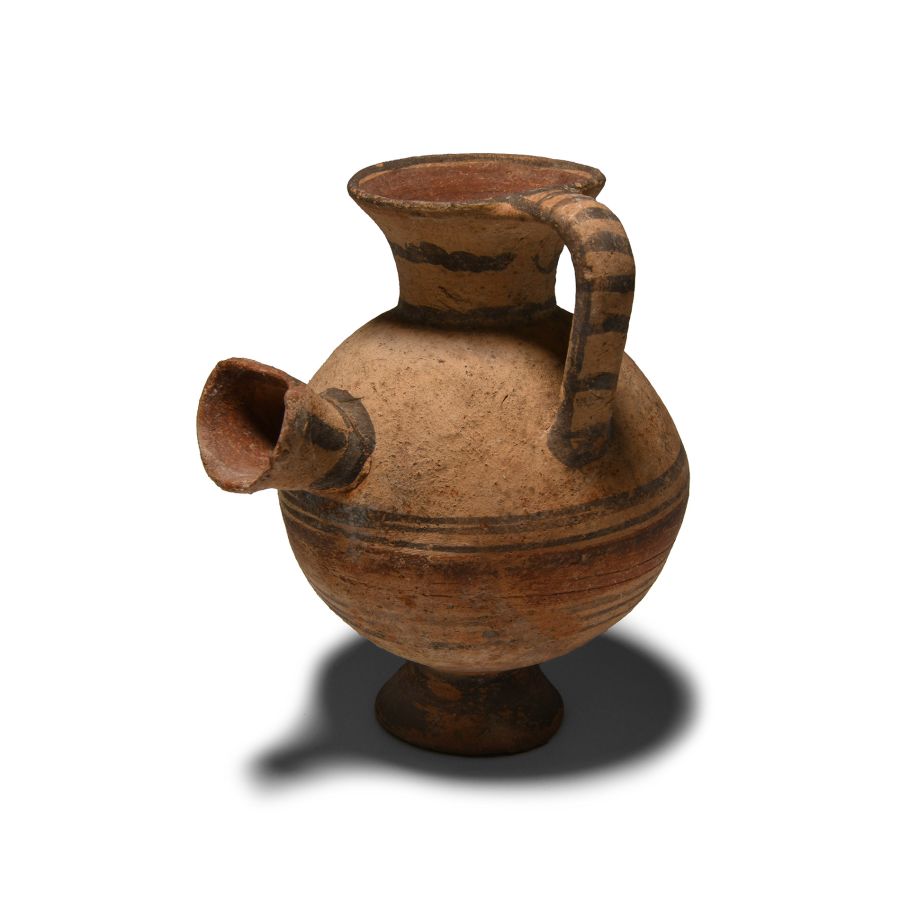 Cypriot Bichrome Ware Pottery Feeder Flask