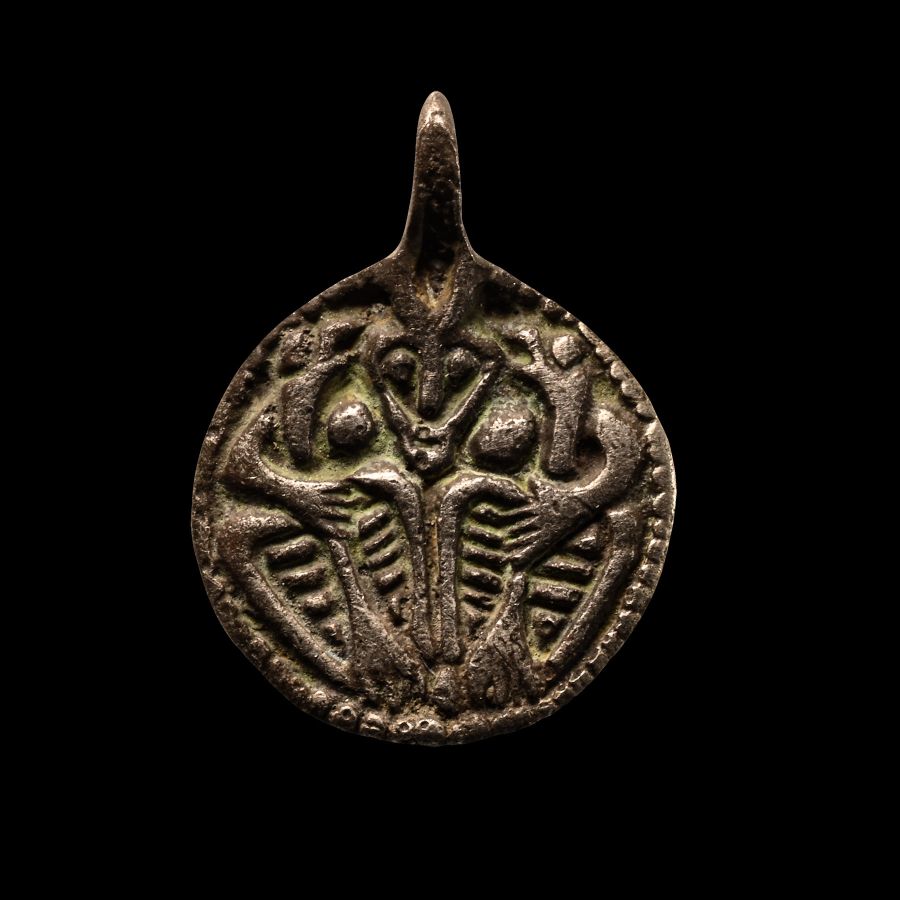 Viking Age Scandinavian Silver Pendant with Odin and his Ravens Huginn and Muninn