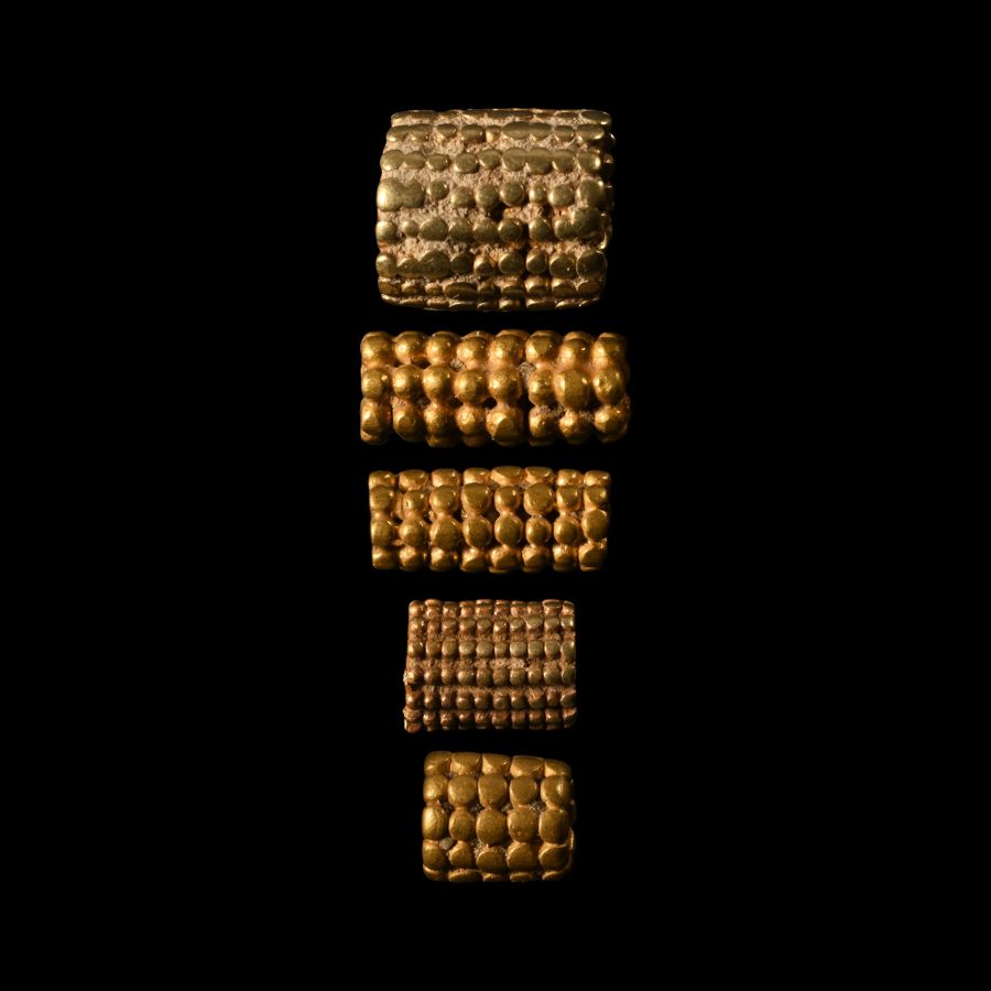 Western Asiatic Graduated Gold Tubular Bead Set
