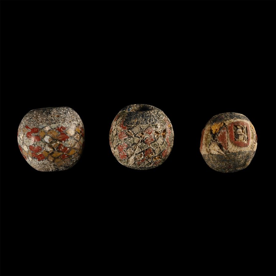 Egyptian Millefiori Glass Bead Group