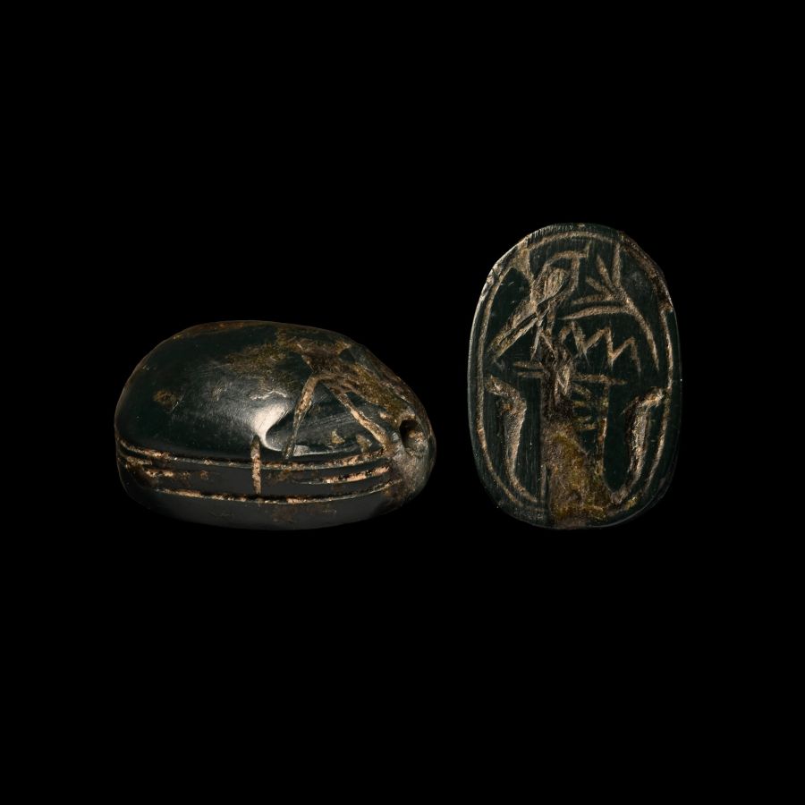 Phoenicio-Egyptian Hardstone Scarab with Hieroglyphs