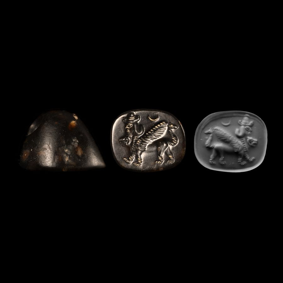 Neo-Babylonian Black Stone Stamp Seal