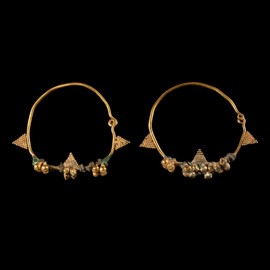 Large Western Asiatic Gold Hoop Earrings
