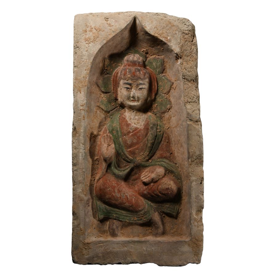 Chinese Northern Wei Painted Buddha Brick