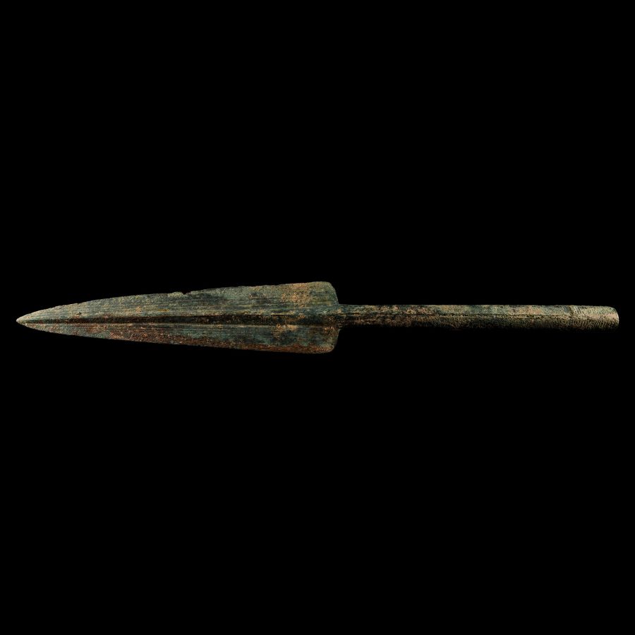 Large Marlik Type Bronze Socketted Spearhead with Blood Channels