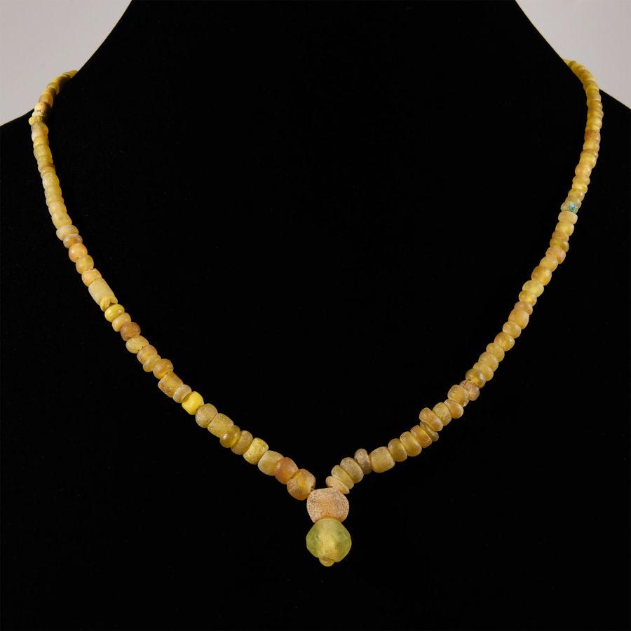 Western Asiatic Yellow Glass Bead Necklace String