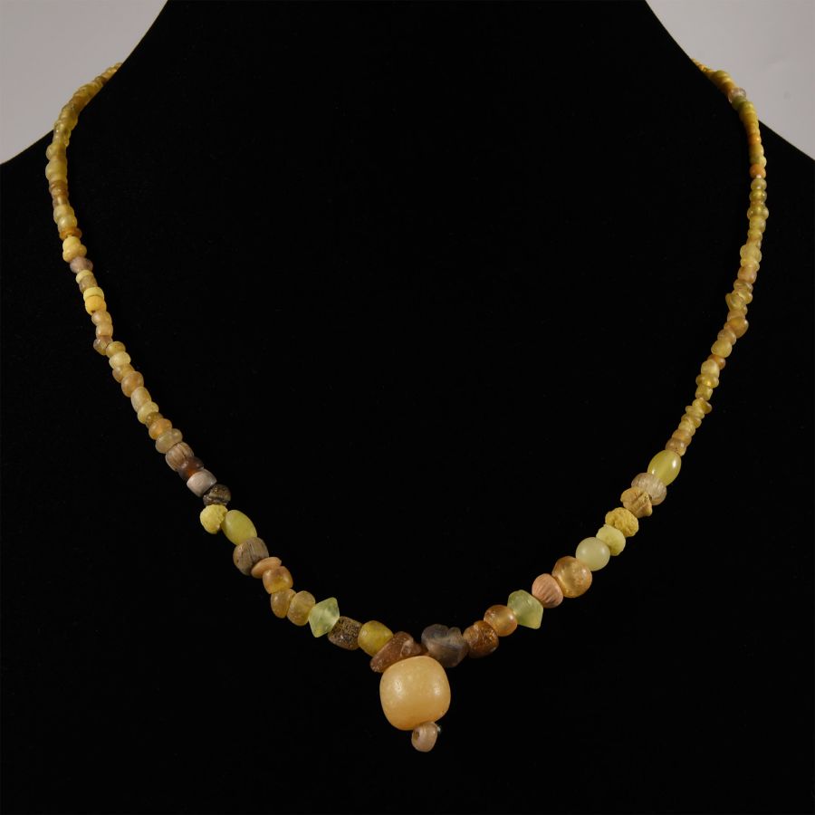 Western Asiatic Yellow Glass Bead Necklace String