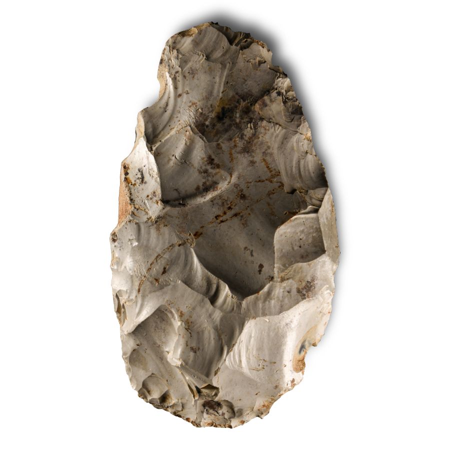 Large Stone Age 'Somme' White Knapped Flint Handaxe