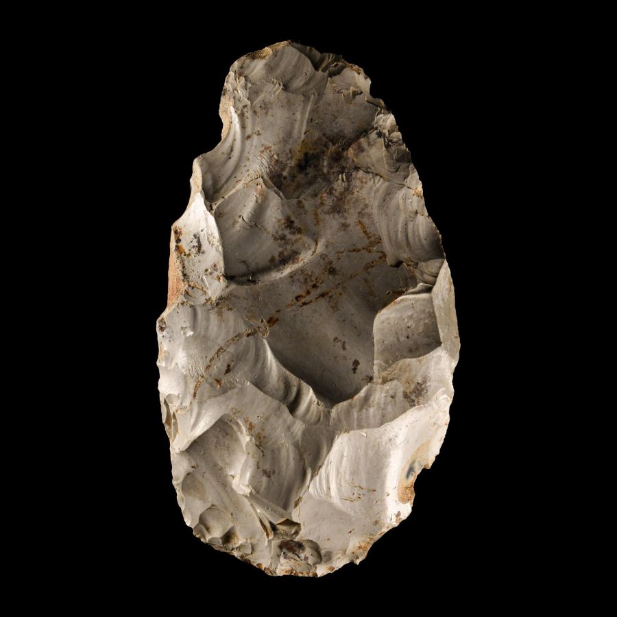Large Stone Age 'Somme' White Knapped Flint Handaxe