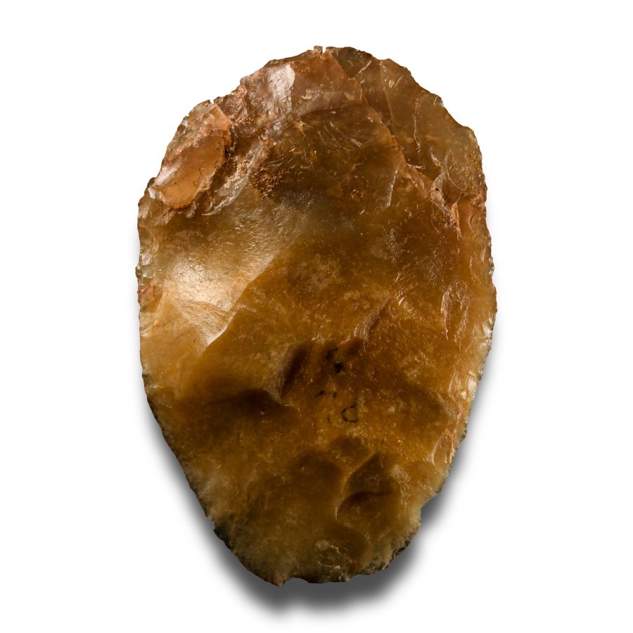 Attractive Stone Age 'Dordogne' Orange-Brown Chalcedony Bifacially Worked Handaxe
