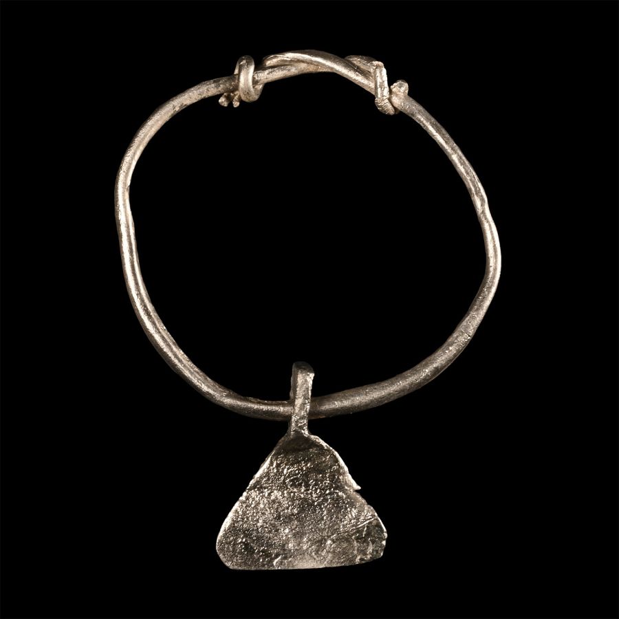 Viking Age Silver Axe-Shaped Pendant with Ring