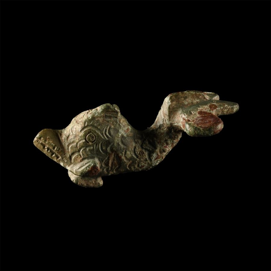 Roman Bronze Dolphin Statuette