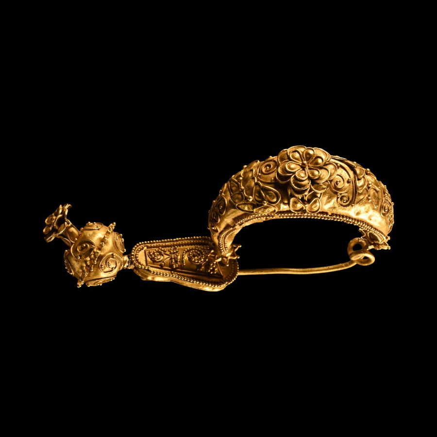 Etruscan Gold Filigree Leech Brooch