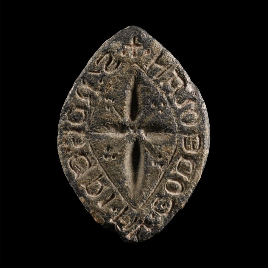 Medieval Lead Vesica-Shaped Seal Matrix for Robert Goodman
