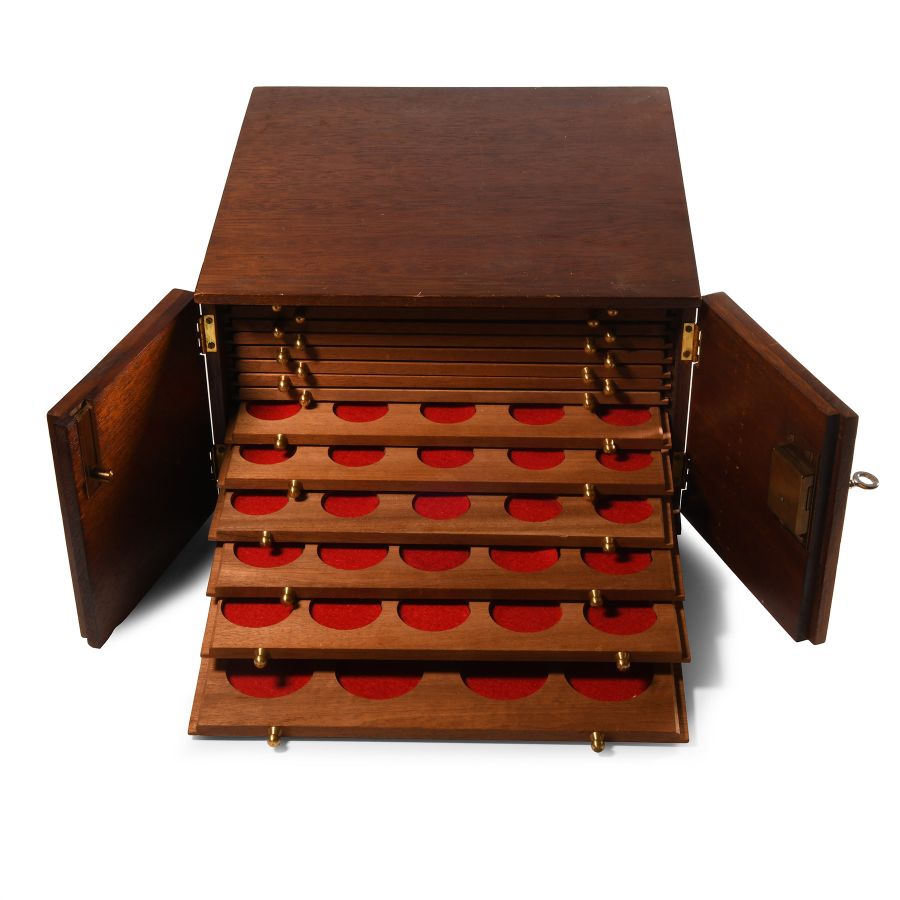 Mahogany 14 Draw Coin Cabinet