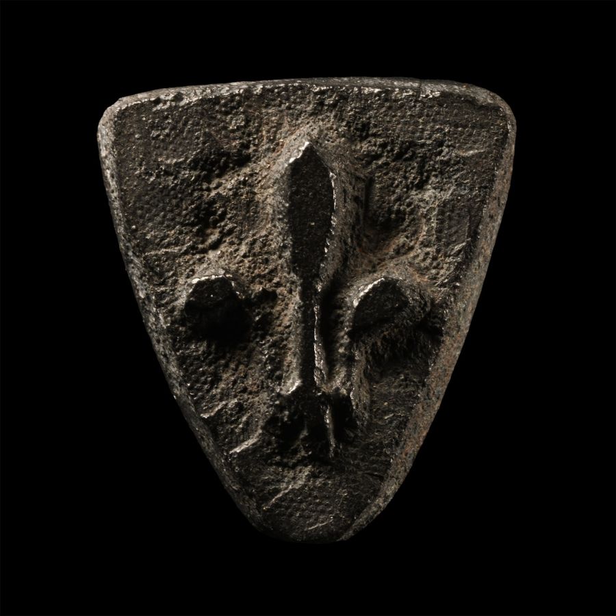 Medieval Bronze Heraldic Heater-Shaped Weight