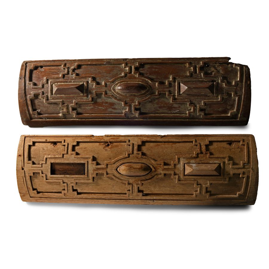 Elizabethan Carved Geometric Wood Panel Pair
