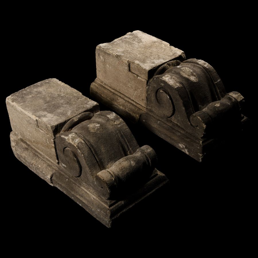 Post Medieval Carved Limestone Fireplace Corbels