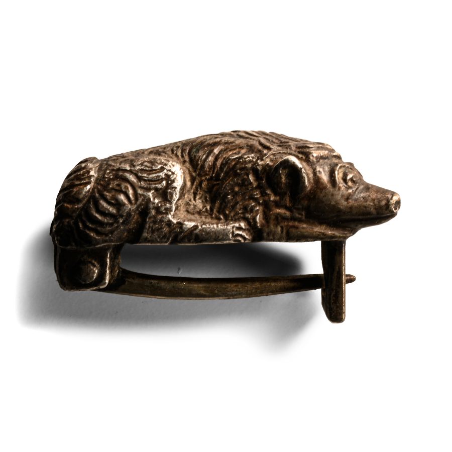 Roman Style Silver Dog Brooch