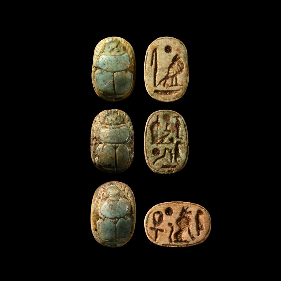 Egyptian Style Faience Scarab Group