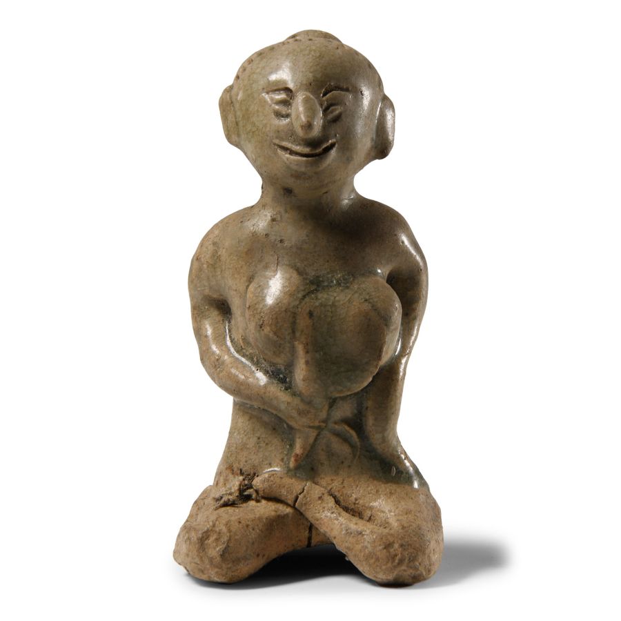 Thai Green-Glazed Mother and Child Figurine