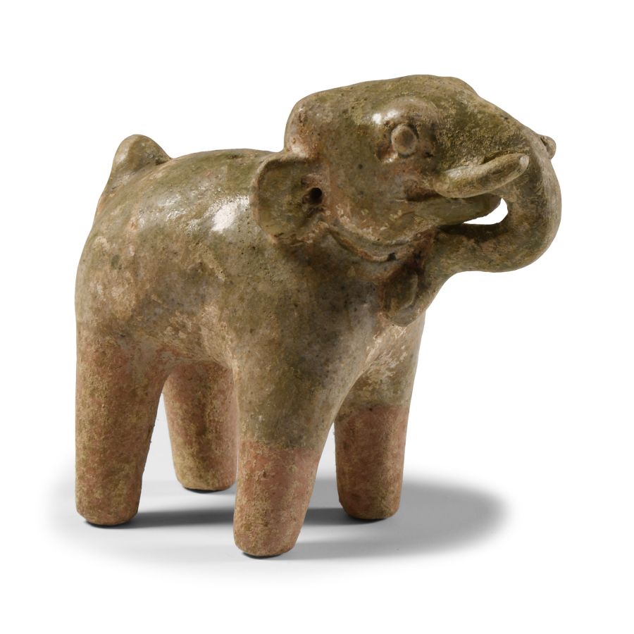 Thai Green-Glazed Elephant Figurine