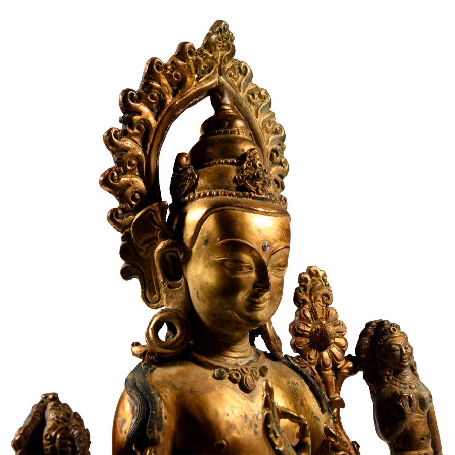 Sino-Tibetan Gilt Bronze Buddha Statue