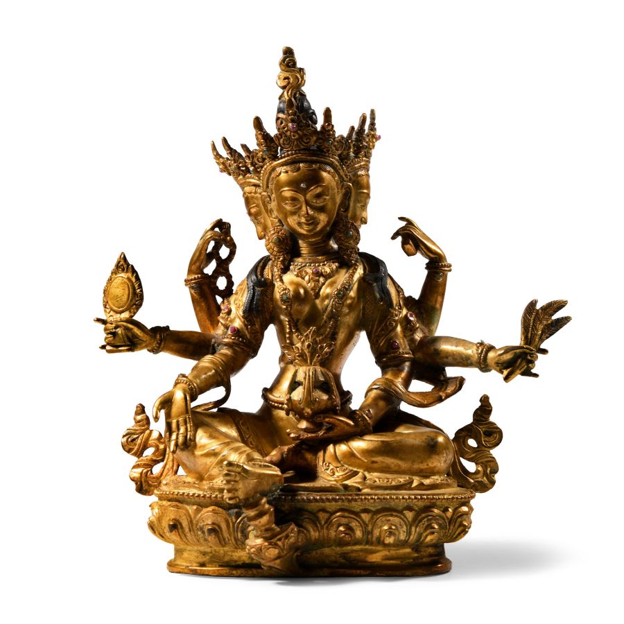 Sino-Tibetan Gilt Bronze Bodhisattva Statue