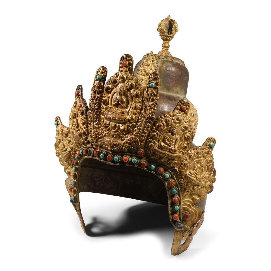 Sino-Tibetan Gilt Bronze Headdress