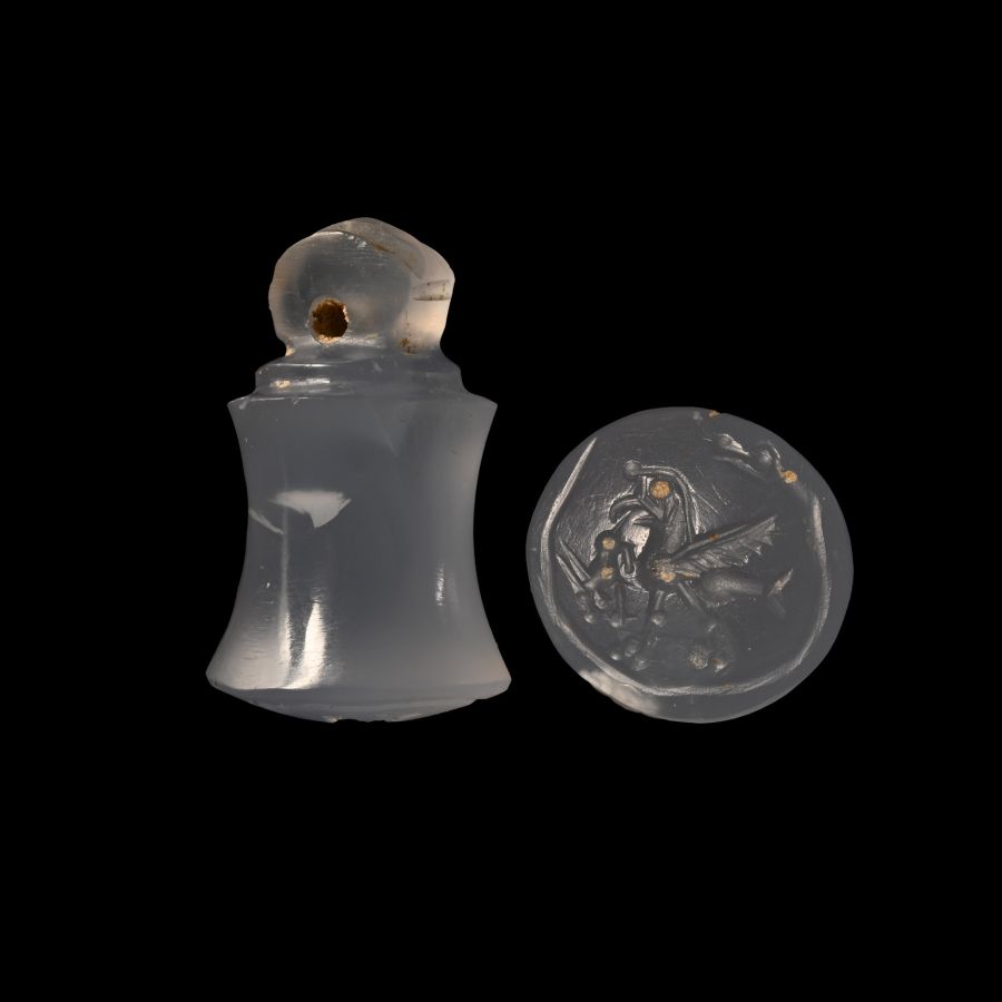 Chalcedony Pendant Stamp Seal with Mythical Creature